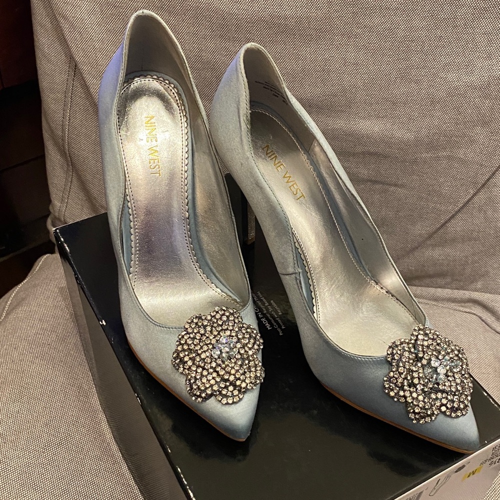 Nine West Light Blue Embellished Heels